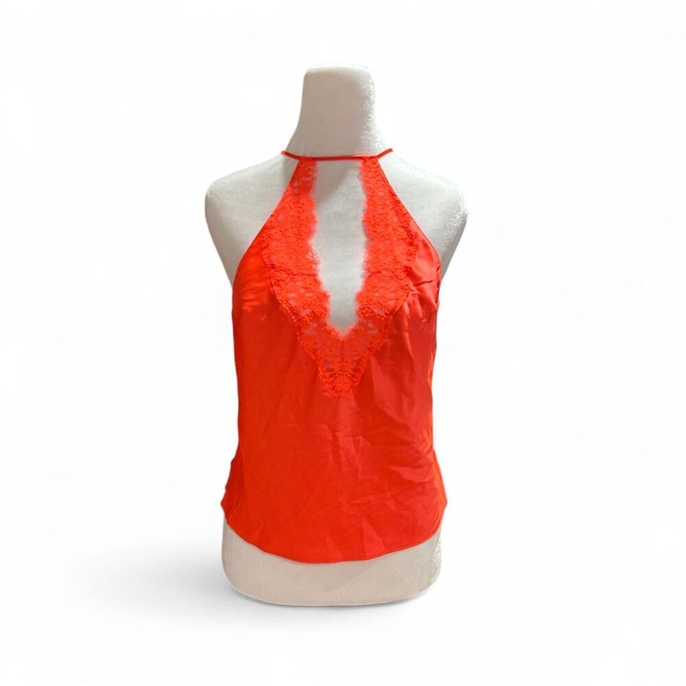 Victoria’s Secret Coral Lace Trim Halter Top